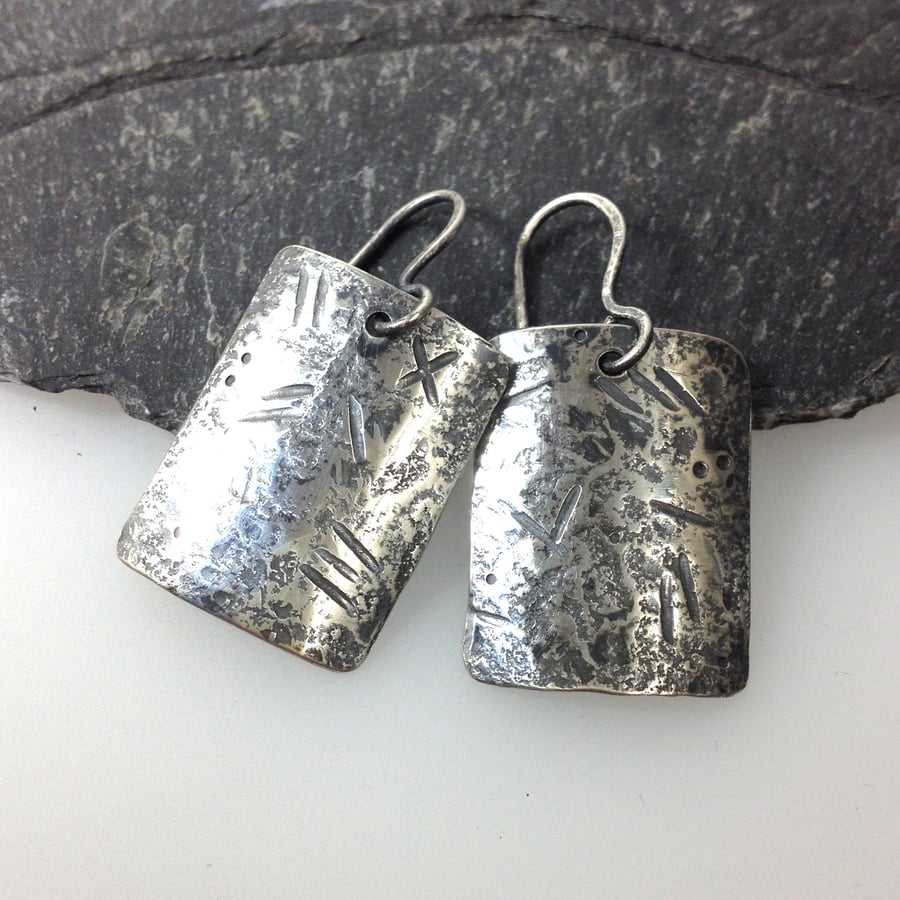 oxidised sterling silver Tab earrings
