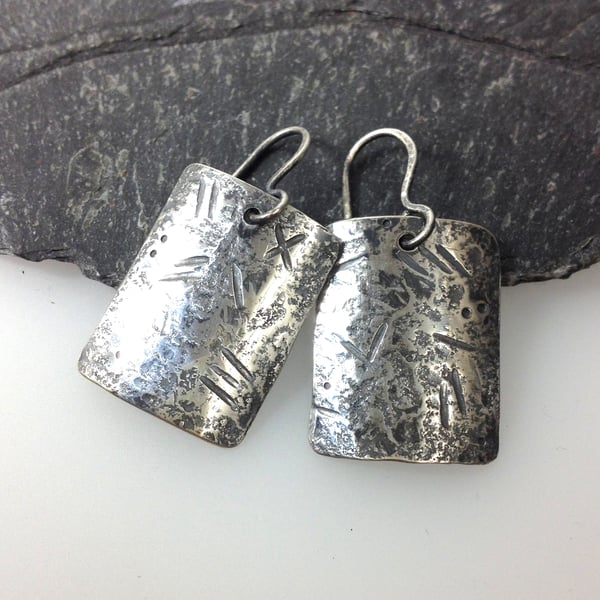 oxidised sterling silver Tab earrings