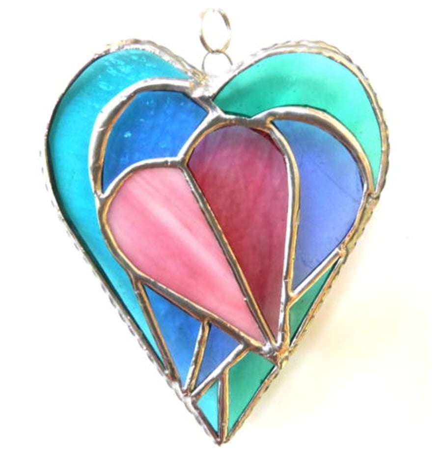 Pastel Triple Heart Stained Glass Suncatcher 014