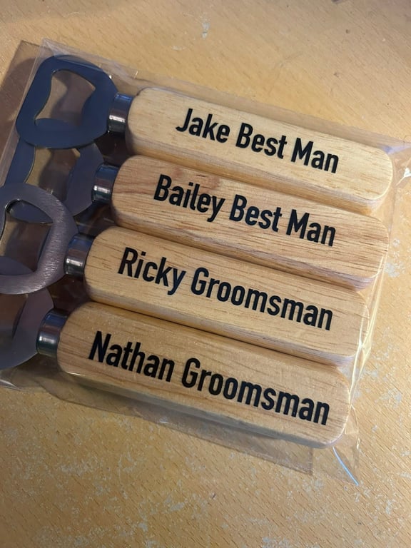Wood Handle Thank you Bottle Opener 