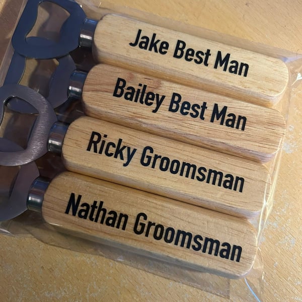 Wood Handle Thank you Bottle Opener 
