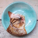 Ginger cat decorative dish, Sunbathing cat trinket dish