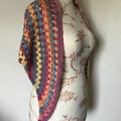 Hand Crocheted Multi Coloured Shawl Wrap Scarf