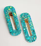 Turquoise Chunky Glitter Hair Clips - Image 4