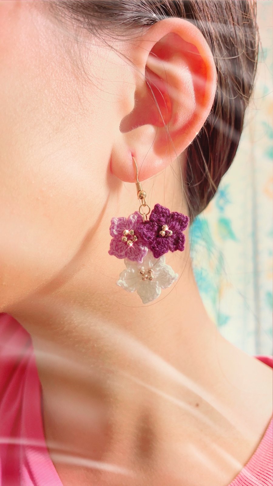 Purple Floral Crochet Earrings