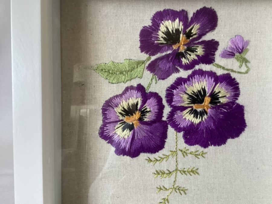 Embroidered Pansies