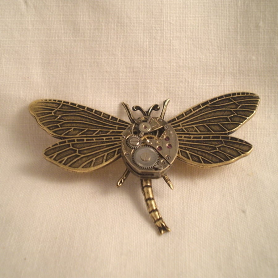 Steampunk Mechanical Dragonfly Brooch