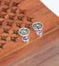 Sterling Silver Botanical Flower Stud Earrings with Amethyst - Image 4