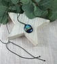 Dichroic Glass Abstract Necklace on Waxed Cord, Adjustable Length - Image 2
