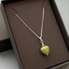 Green Howlite heart & sterling silver pendant or necklace 