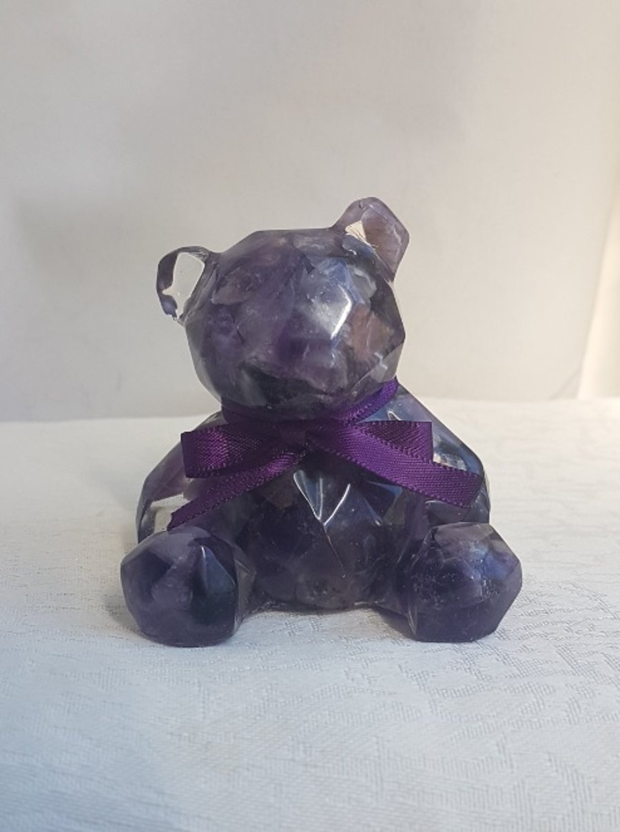 Beautiful Amethyst and Resin Bear Figurine - Ornament - Decoration.