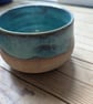 Small turquoise stoneware plant pot or bowl