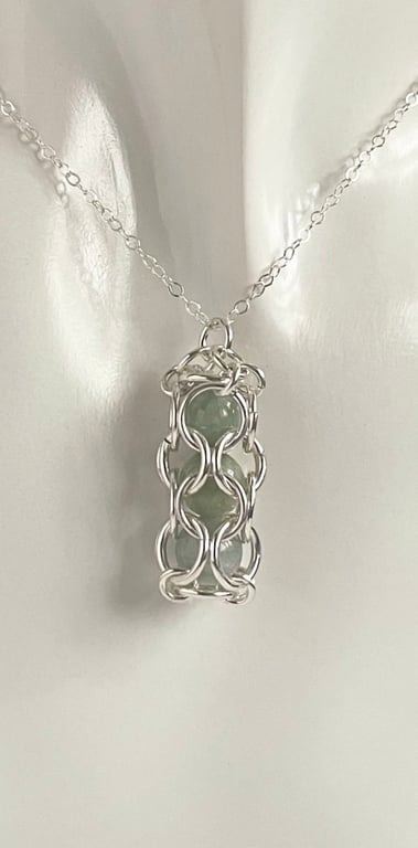 Captured Gemstone Chainmaille Jadiete Pendant