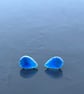Enamel studs, blue enamel studs, teardrop studs, enamel, silver studs, blue,  - Image 5