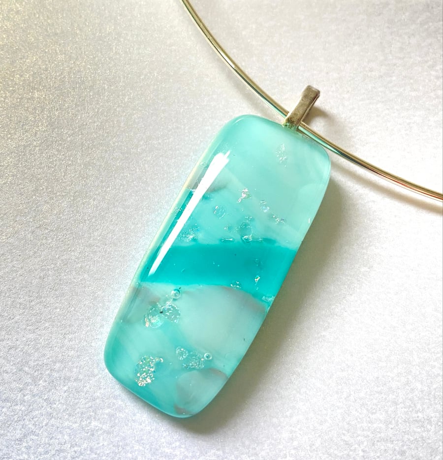 Fused glass necklace with dichroic flakes ( seconds sunday)