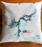 Puffin & Blowin Cushion Cover, Wildlife Art Cushion, Puffin Bird Textile Print, 