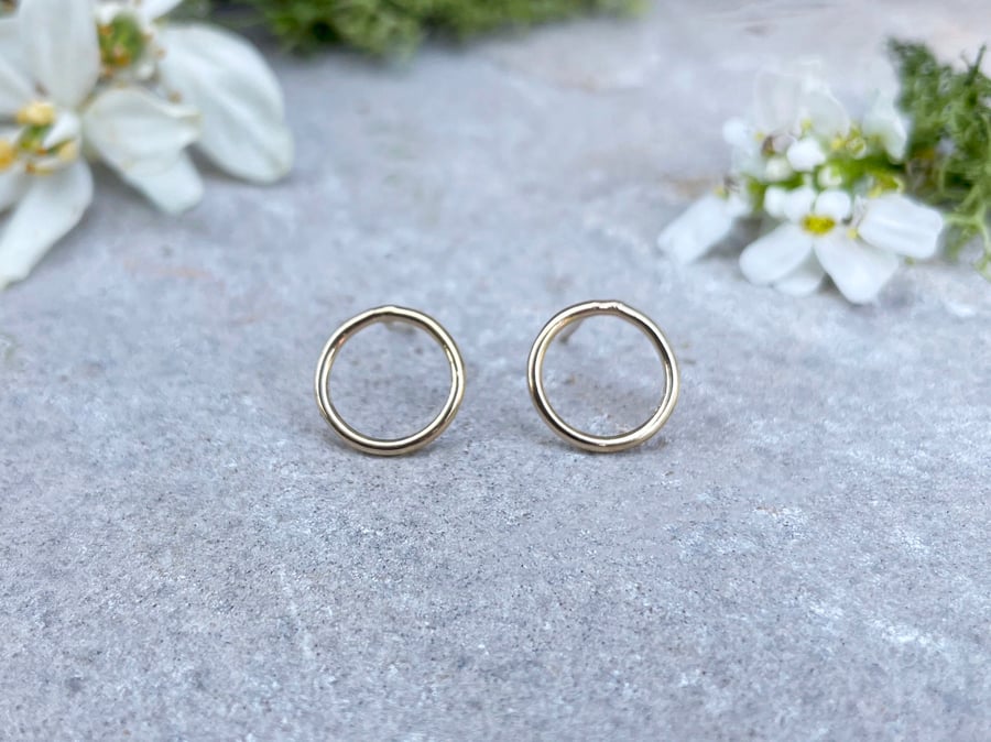 Handmade Gold Halo Stud Earrings