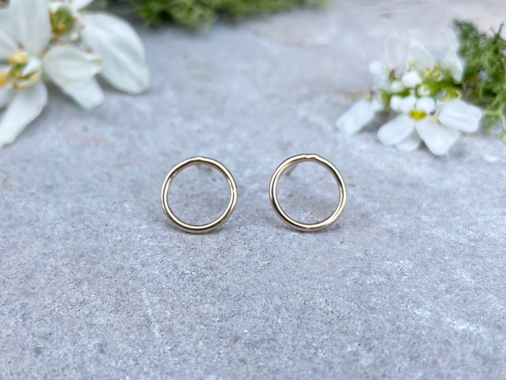 Handmade Gold Halo Stud Earrings