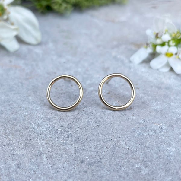 Handmade Gold Halo Stud Earrings