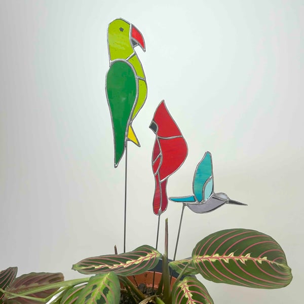 Tropical Birds in stained glass