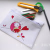 free embroidered purse - pink bird