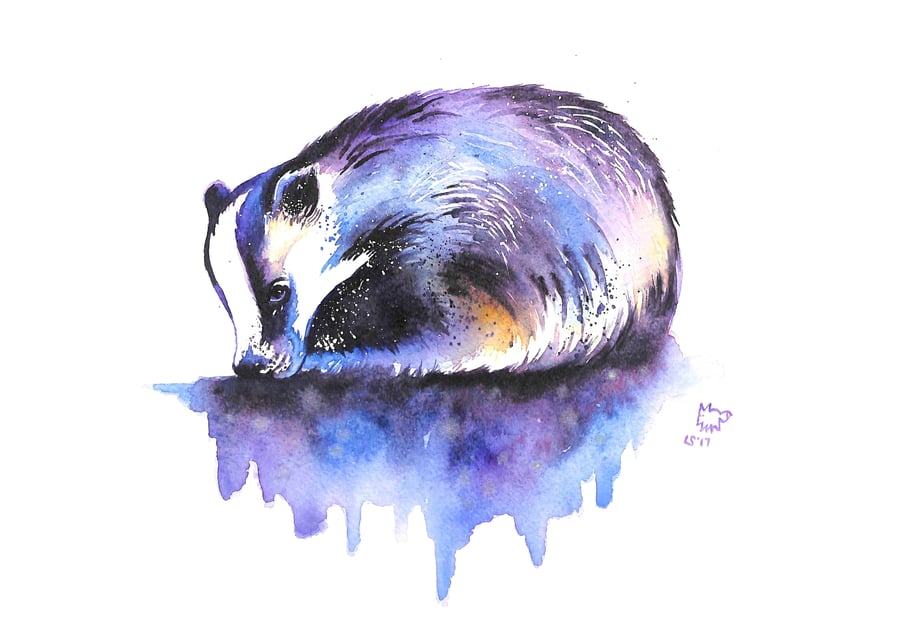 A4 Sleepy Badger Print