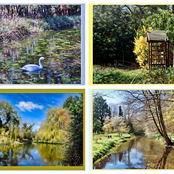 x4 Gooderstone Water Gardens Norfolk Greeting Cards A5