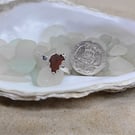 Dark amber sea glass and silver ring gift for her SG32