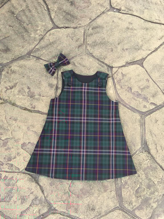 Scottish National Tartan Pinafore Dress and Hair Bow
