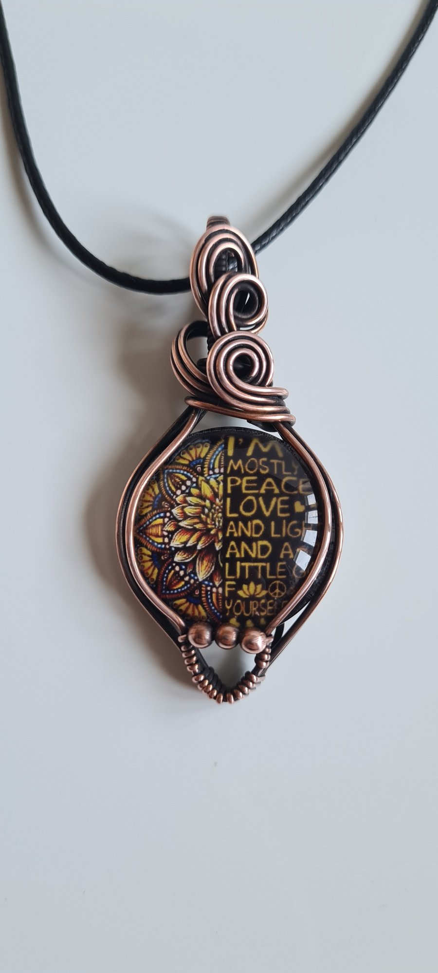 Im Mostly Peace & Light Glass & Copper Necklace Pendant Gift Jewellery Jewelry 