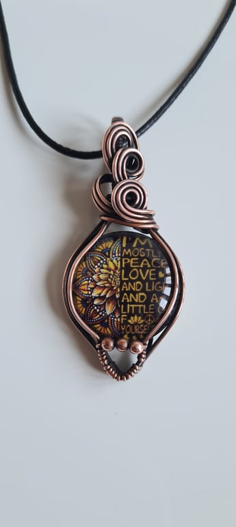 Im Mostly Peace & Light Glass & Copper Necklace Pendant Gift Jewellery Jewelry 