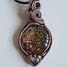 Im Mostly Peace & Light Glass & Copper Necklace Pendant Gift Jewellery Jewelry 
