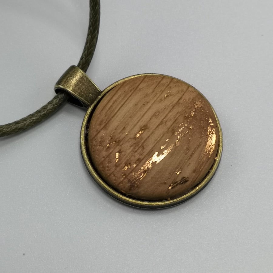 Oak with copper strata pendant - PEN0007  SALE REDUCTION 