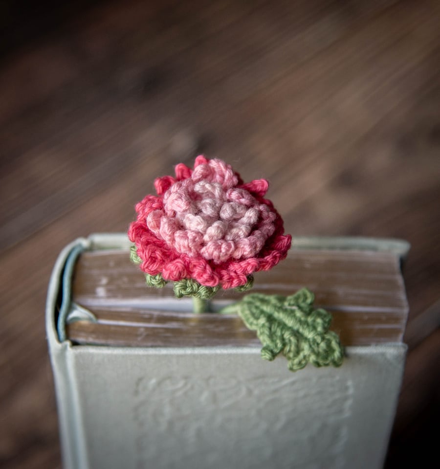 Pink Chrysanthemum Crochet Bookmark