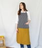 Stripe Denim and Mustard Canvas Apron, Adjustable Crossback Design No23.1 - Image 4