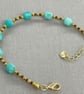 Amazonite & Garnet gold filled adjustable bracelet, 6.5 or 7.5 inch - Image 5