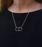 Sterling silver wire circle & square necklace - handmade geometric jewellery  - Image 4