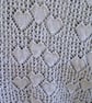 Hand knitted baby christening sweetheart shawl in pure white lace weight yarn - Image 2