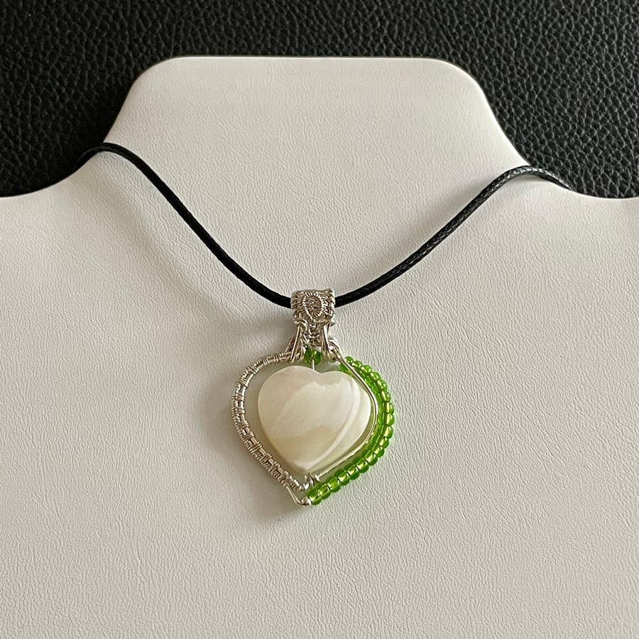 Pretty Wire Wrapped Mother Of Pearl Pendant