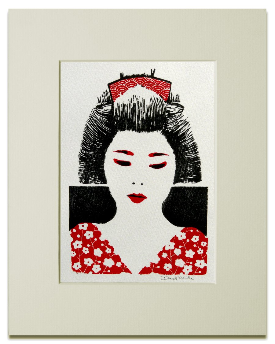 Geisha Linocut