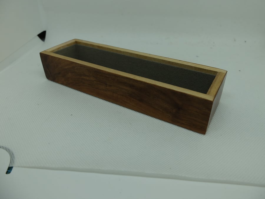 checker storage tray, veneered and lined with baize