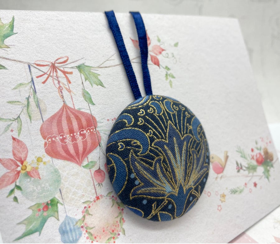 Blue William Morris foliage large fabric button ornaments home decor