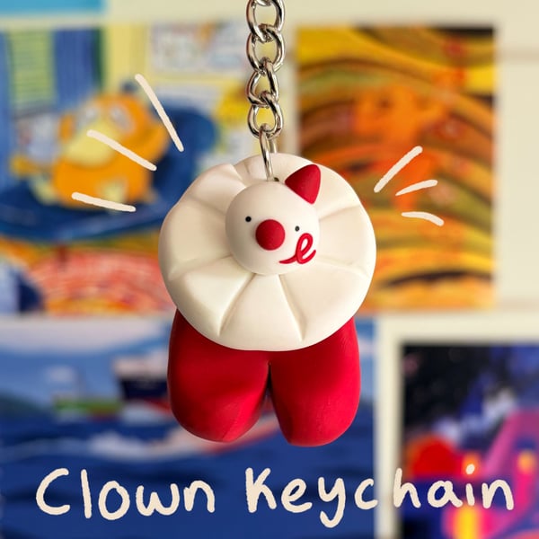 Handmade Polymer Clay Clown Keychains