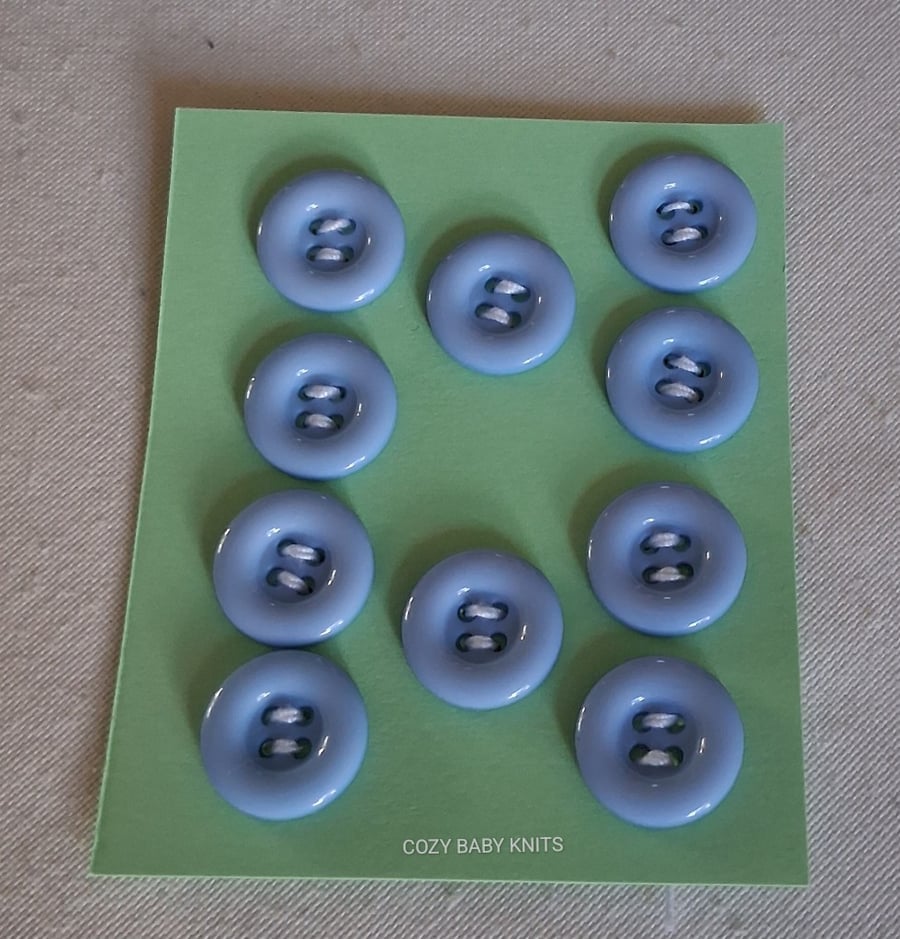 10 ROUND PALE BLUE BUTTONS