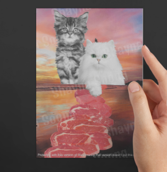 'Fresh meat' card printed from handmade collage 