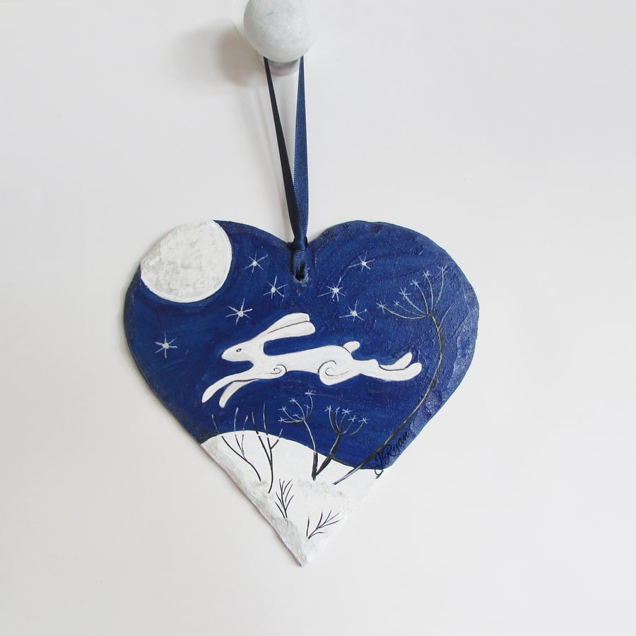 Winter Hare and the Moon,White Leaping Hare 