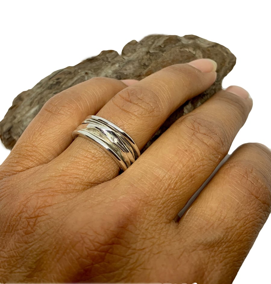 Crushed band ring in sterling silver 925