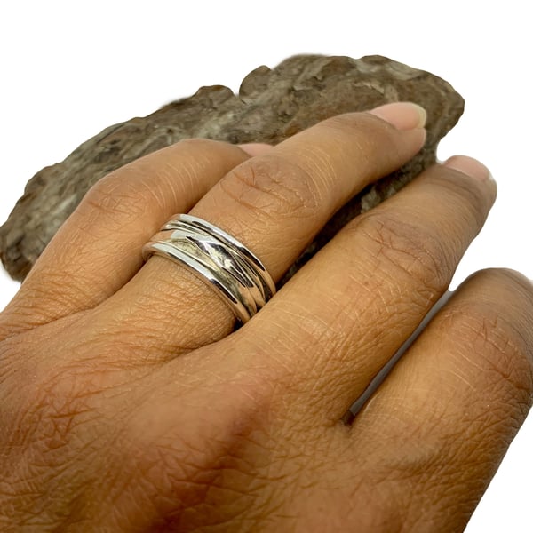 Crushed band ring in sterling silver 925
