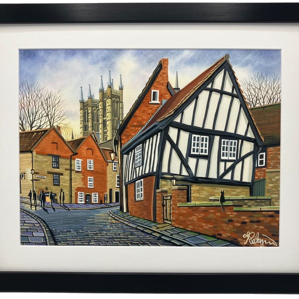 Lincoln Cathedral, Michaelgate Cityscape Framed & Unframed Fine Art Print Gift