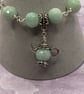 Amazonite stone bracelet with silver teapot charm - Image 3
